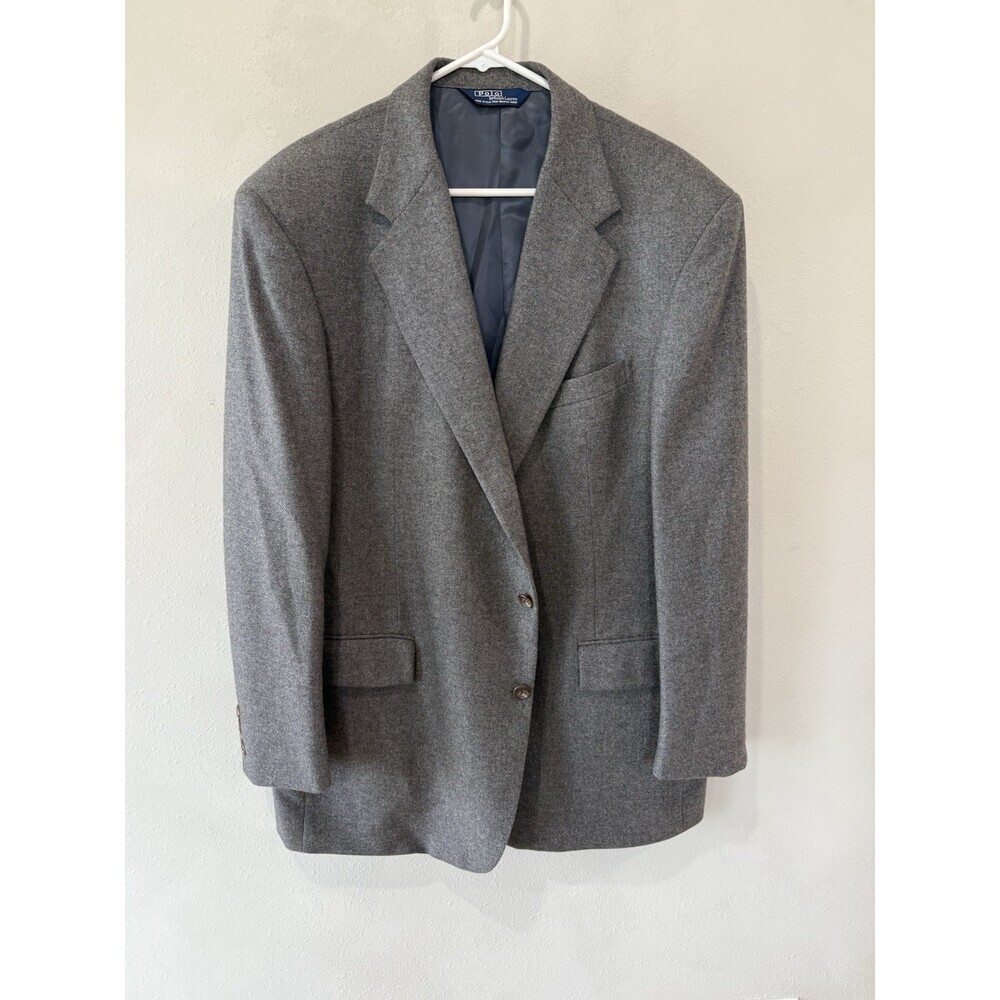 Polo Ralph Lauren Cashmere Gray Blazer Jacket Button Made in Italy Men’s 46 Long